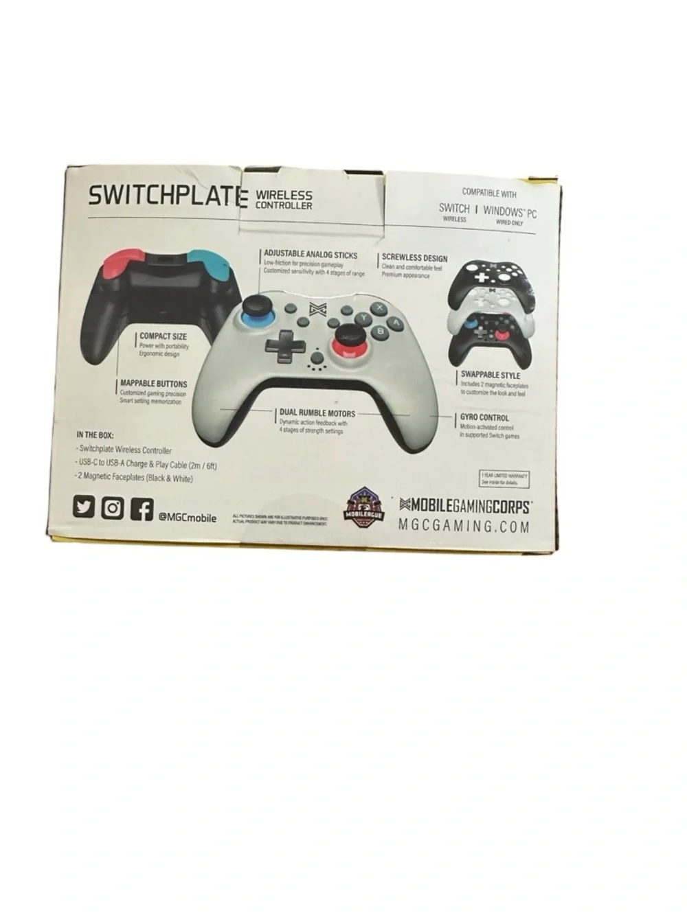 SwitchPlate Wireless Controller - White with Red & Blue Accents